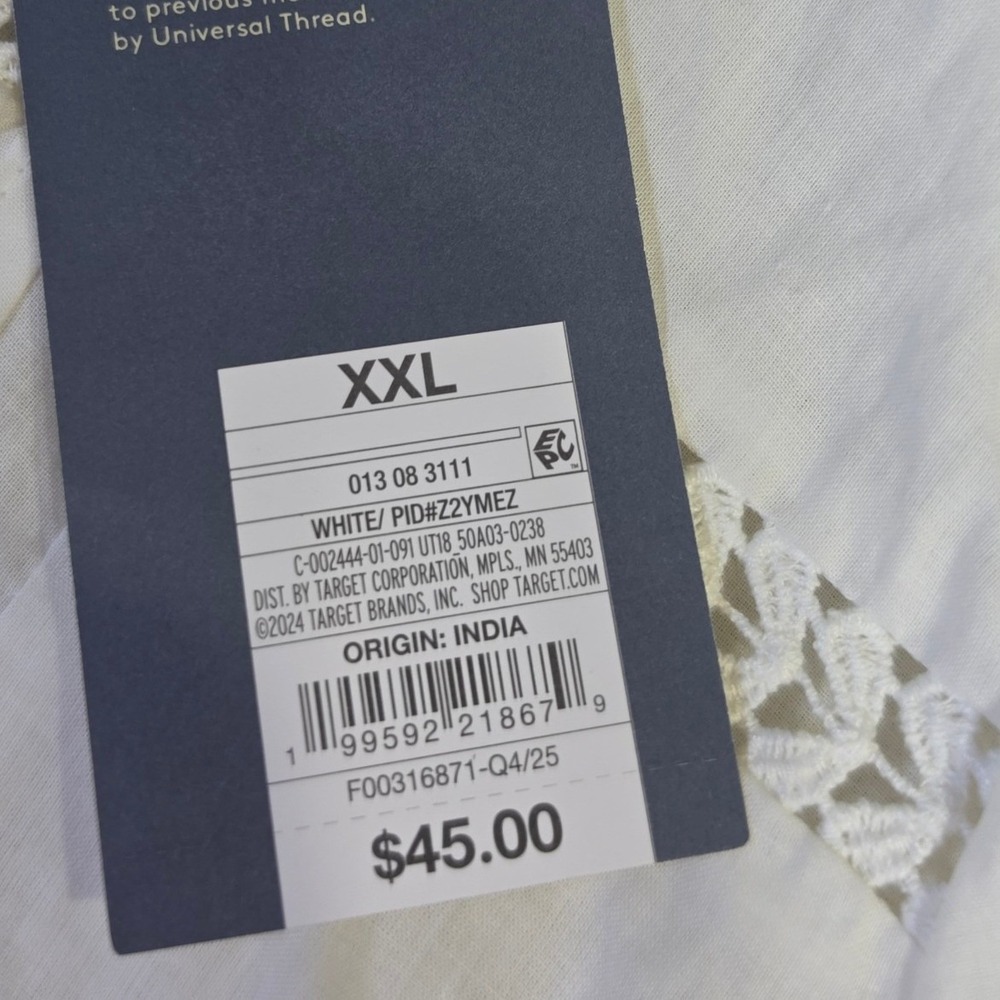 Universal Thread White Eyelet Lace Tiered Maxi Dress Z2YMEZ XXL New - Picture 5 of 13